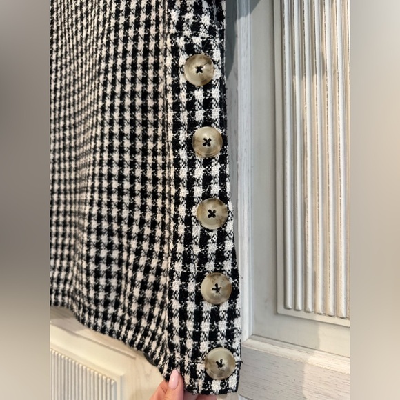 Anthropologie Maeve Townsend Black White Houndstooth Short Sleeve Top Boxy Sz 2 - Picture 5 of 16